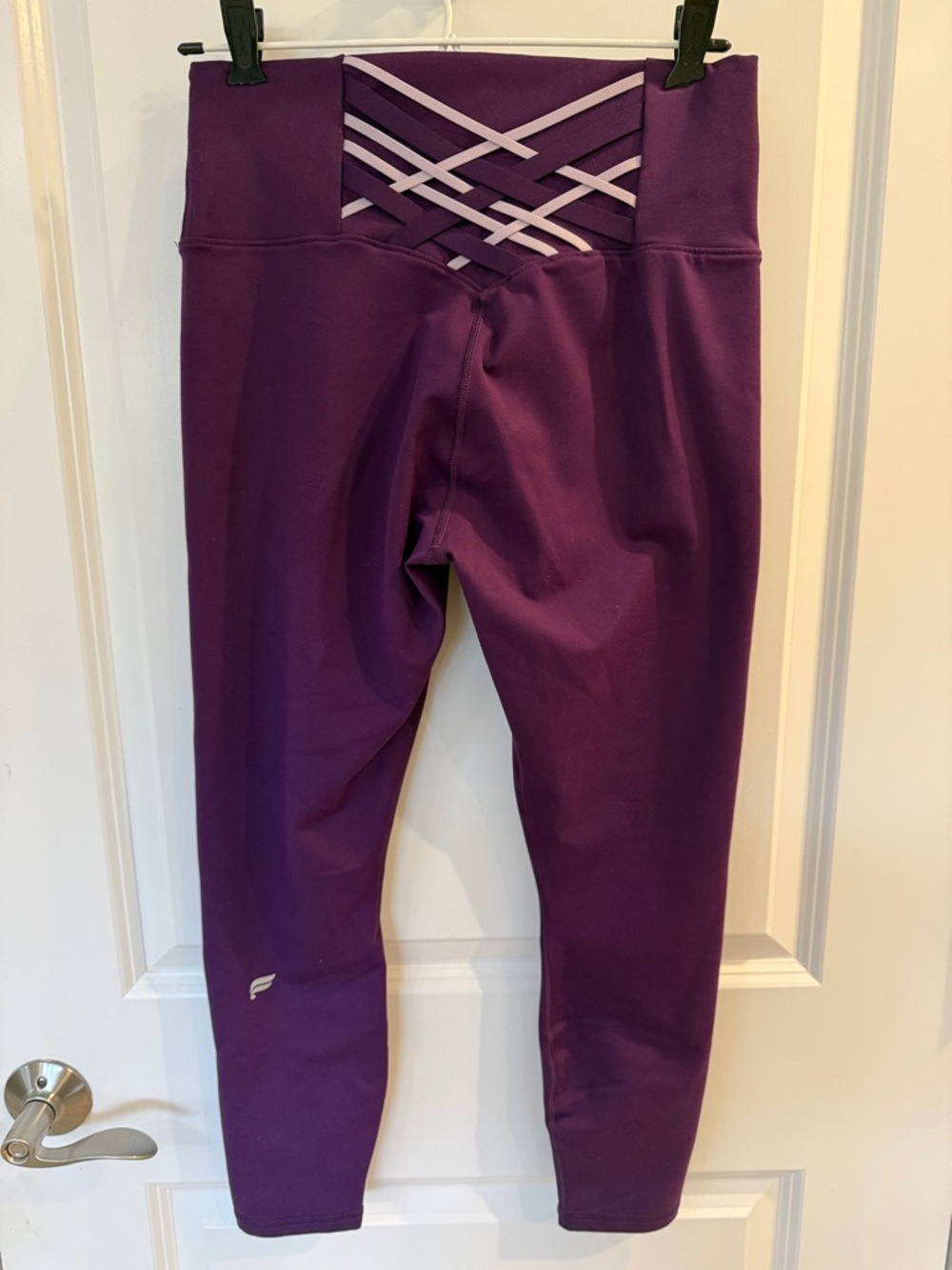 Fabletics Purple High-Waist Leggings with Crisscross Back Detail